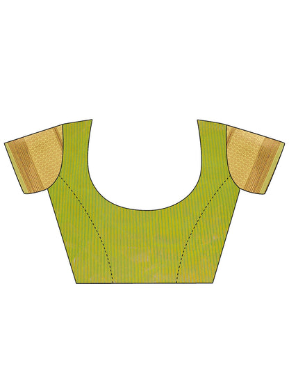 Parrot Green Plain Organza Saree | Sudathi