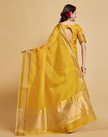 Turmeric Yellow Plain Organza Saree | Sudathi