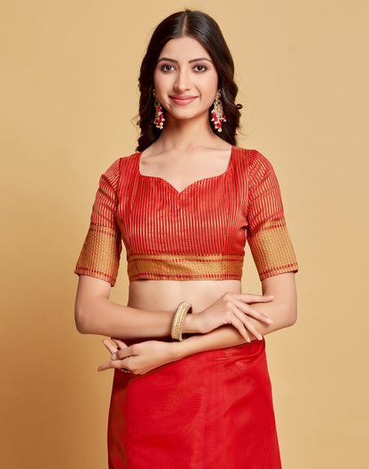 Red Plain Organza Saree | Sudathi