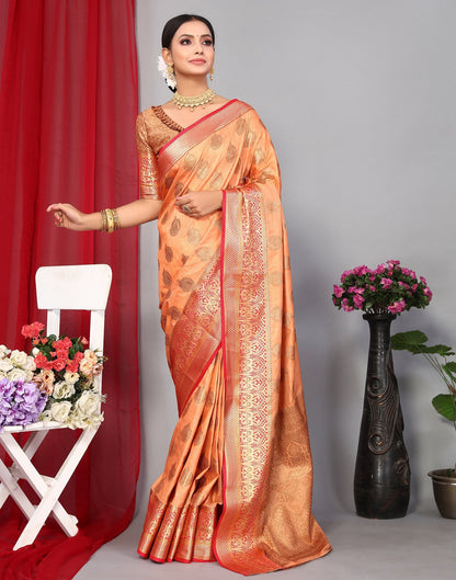 Orange Banarasi Silk Saree | Leemboodi