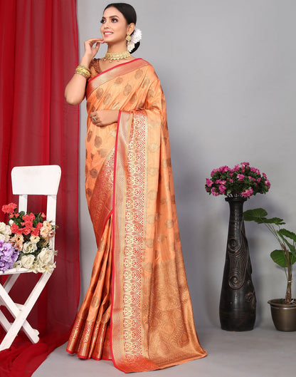 Orange Banarasi Silk Saree | Leemboodi