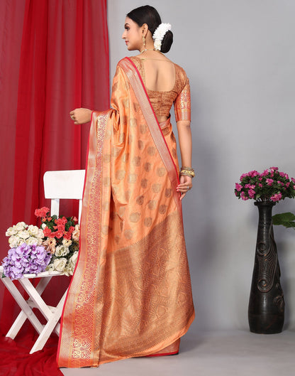 Orange Banarasi Silk Saree | Leemboodi