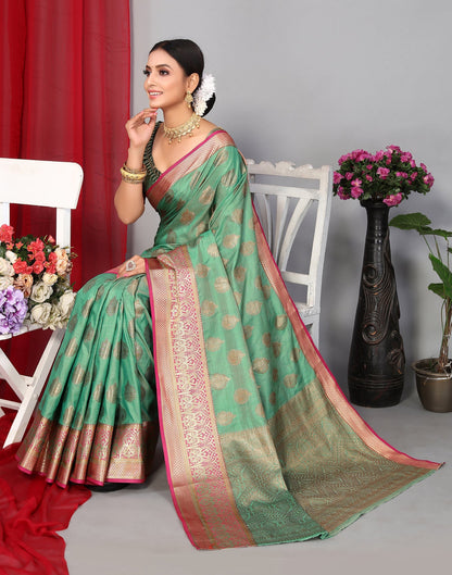 Light Green Banarasi Silk Saree | Leemboodi