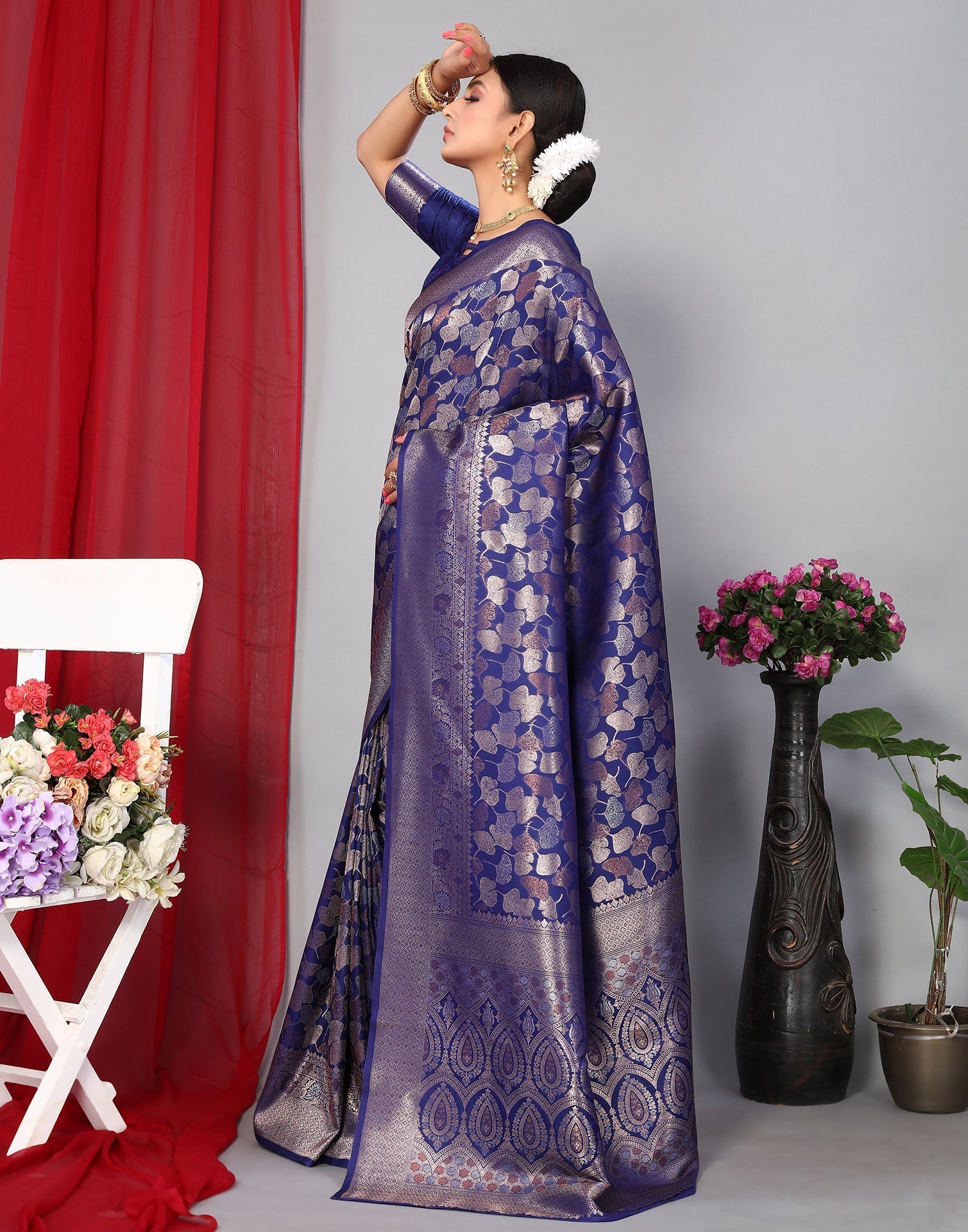 Blue Banarasi Silk Saree | Leemboodi