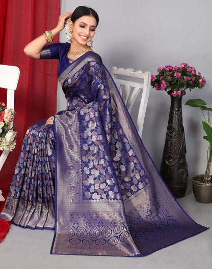 Blue Banarasi Silk Saree | Leemboodi