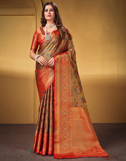 Orange Kanjivaram Silk Saree | Leemboodi