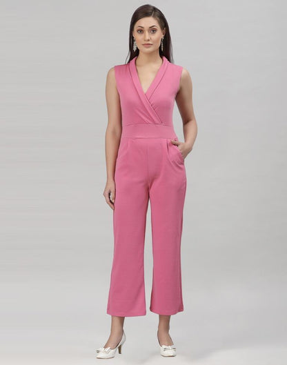 Light Pink Coloured Lycra Plain Jumpsuit | Sudathi