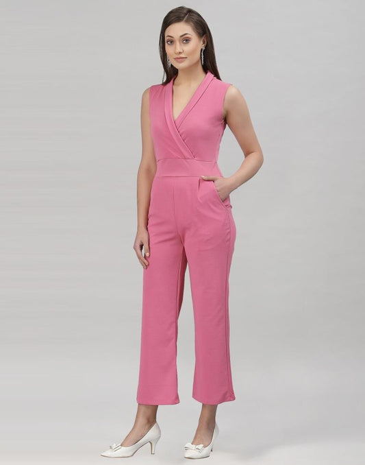 Light Pink Coloured Lycra Plain Jumpsuit | Sudathi