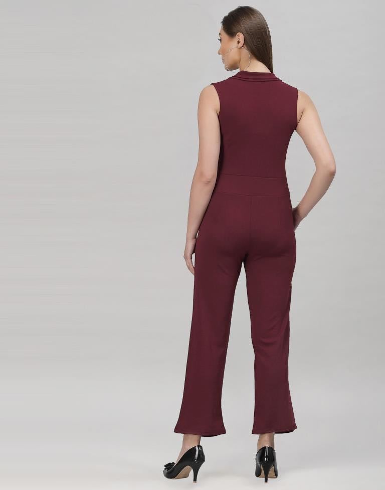 Brown Coloured Lycra Plain Jumpsuit | Sudathi