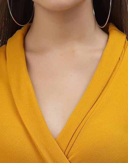 Turmeric Yellow Coloured Lycra Plain Jumpsuit | Sudathi