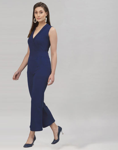 Navy Blue Coloured Lycra Plain Jumpsuit | Sudathi