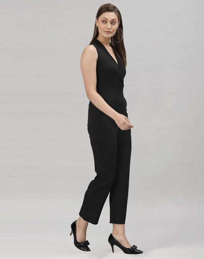 Black Coloured Lycra Plain Jumpsuit | Sudathi