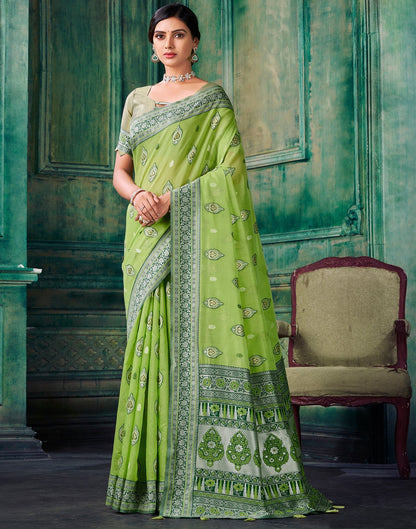 Light Green Cotton Saree | Leemboodi