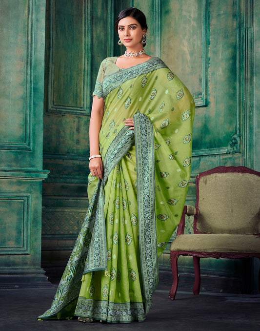 Light Green Cotton Saree | Leemboodi