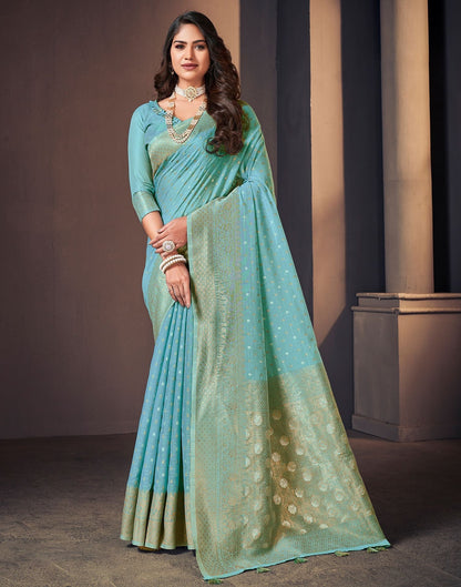 Light Blue Cotton Saree | Leemboodi