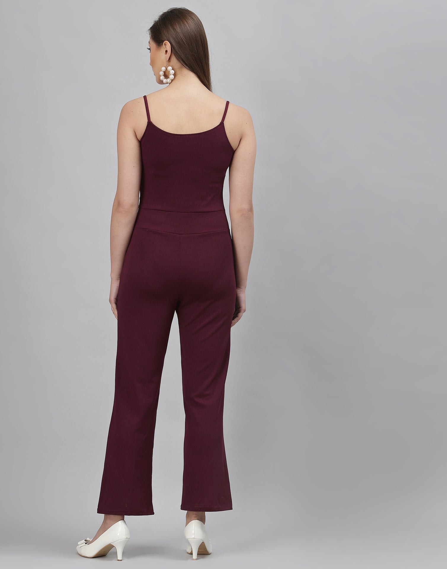 Brown Coloured Lycra Plain Jumpsuit | Sudathi