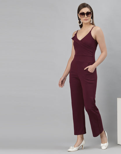 Brown Coloured Lycra Plain Jumpsuit | Sudathi