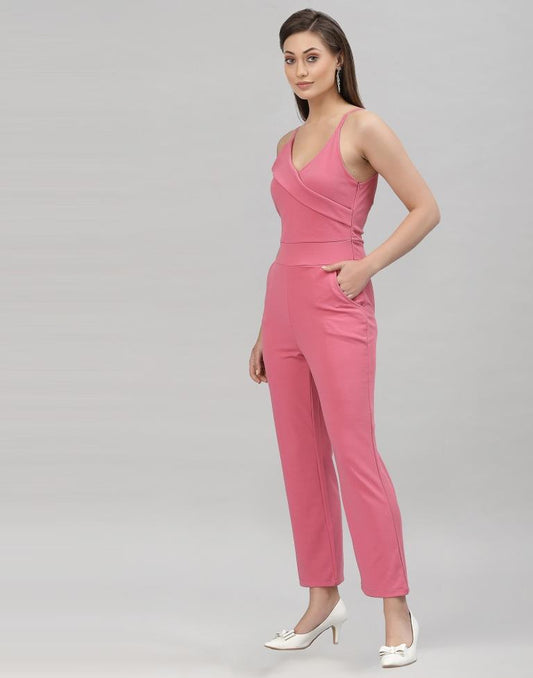 Light Pink Coloured Lycra Plain Jumpsuit | Sudathi