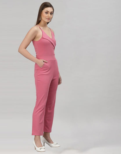 Light Pink Coloured Lycra Plain Jumpsuit | Sudathi