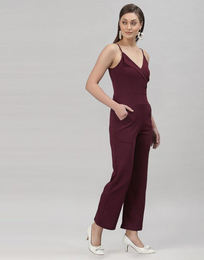 Brown Coloured Lycra Plain Jumpsuit | Sudathi