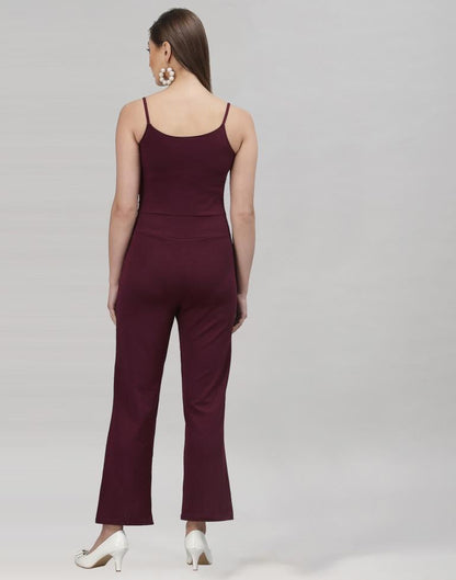 Brown Coloured Lycra Plain Jumpsuit | Sudathi