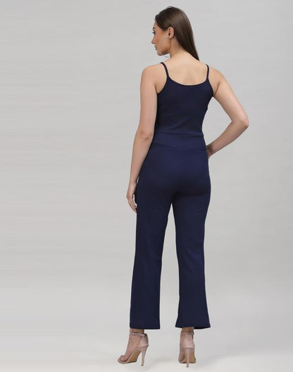 Navy Blue Coloured Lycra Plain Jumpsuit | Sudathi