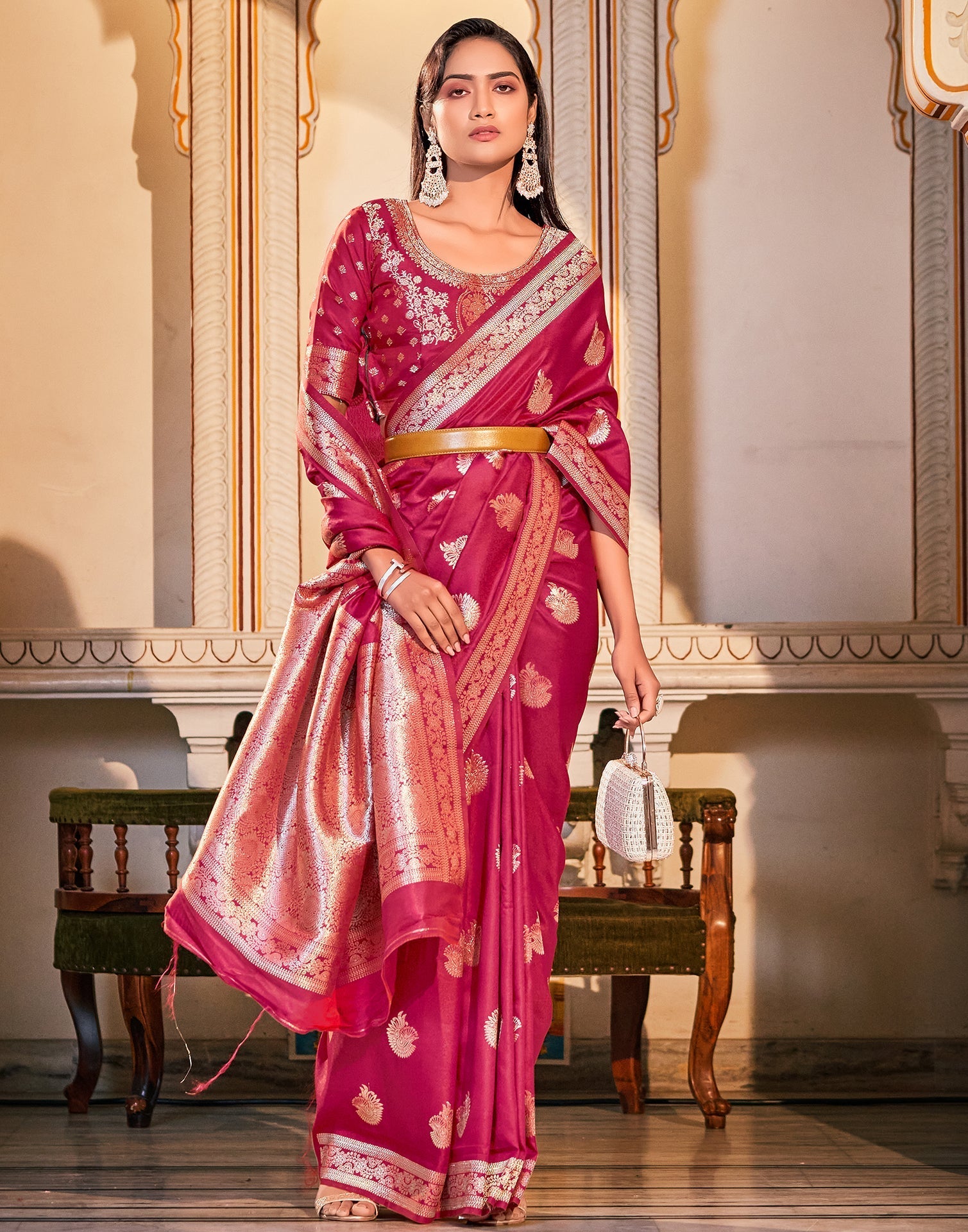 Rani Pink Banarasi Saree | Leemboodi