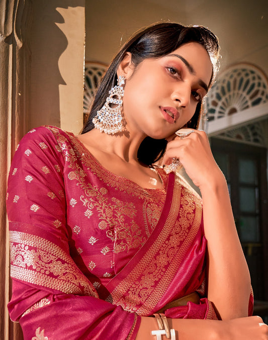 Rani Pink Banarasi Saree | Leemboodi