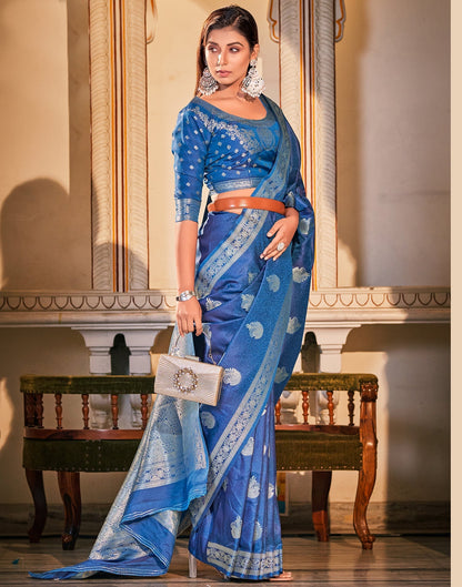 Blue Banarasi Silk Saree | Leemboodi