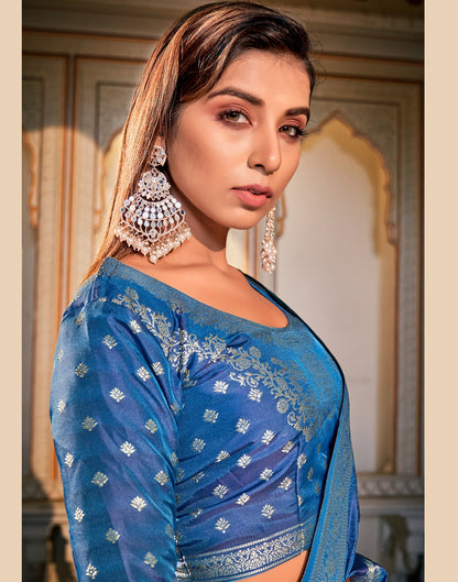 Blue Banarasi Silk Saree | Leemboodi