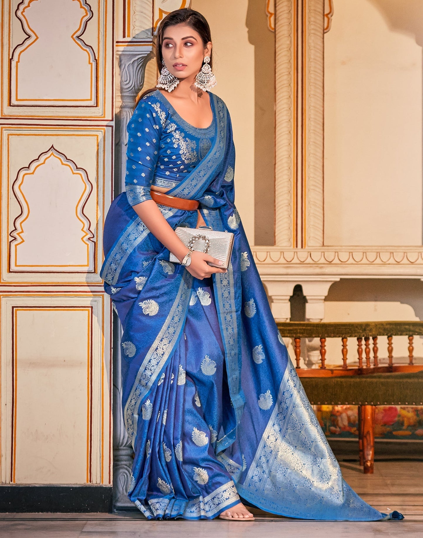 Blue Banarasi Silk Saree | Leemboodi