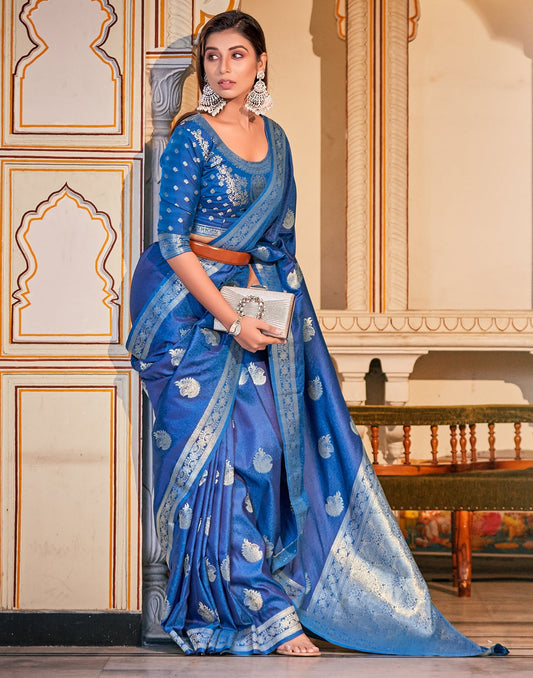 Blue Banarasi Silk Saree | Leemboodi