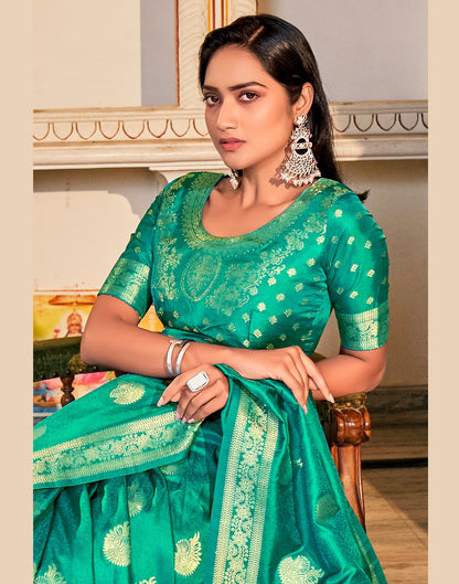 Rama Green Banarasi Silk Saree | Leemboodi
