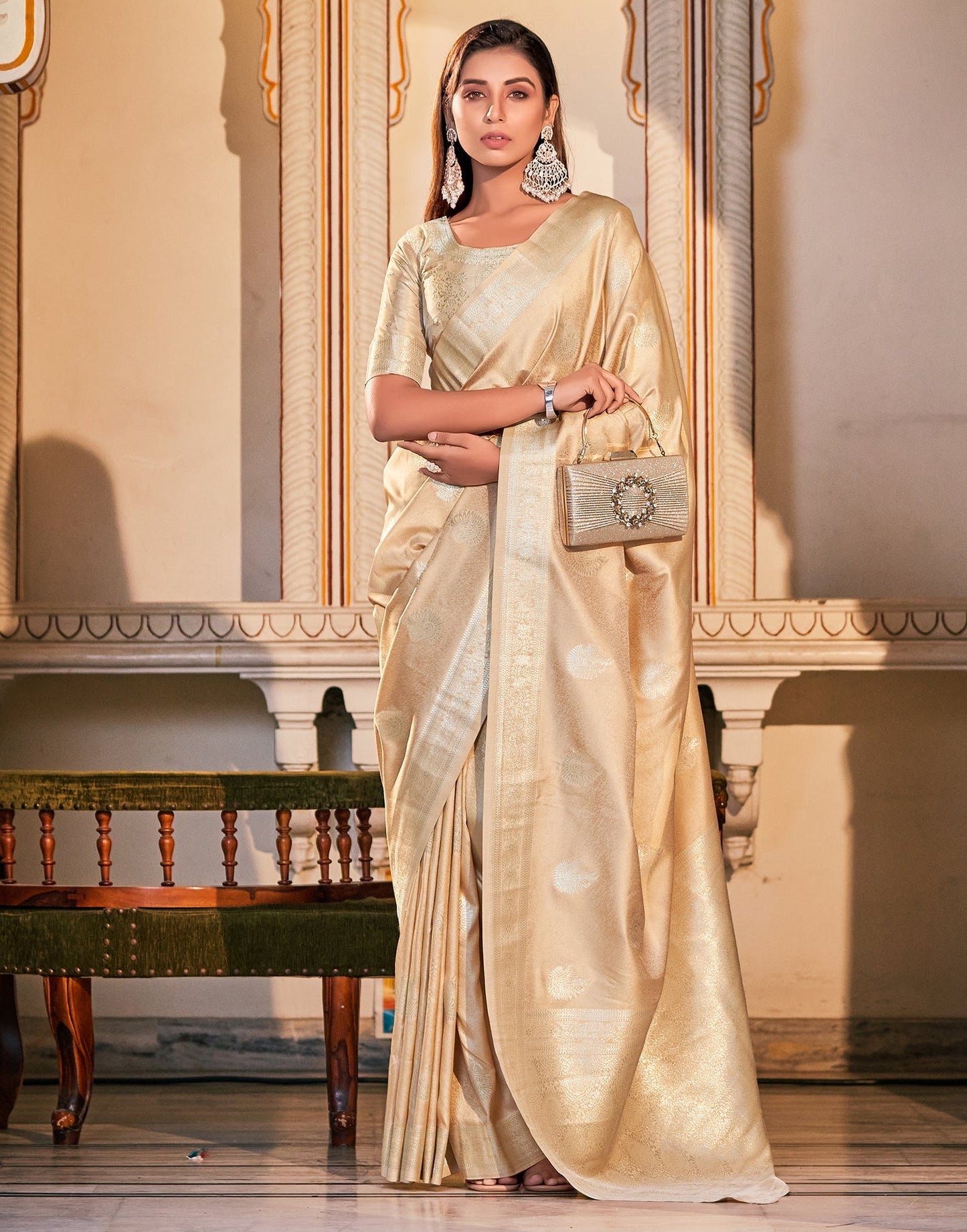 Beige Kanjivaram Saree | Leemboodi