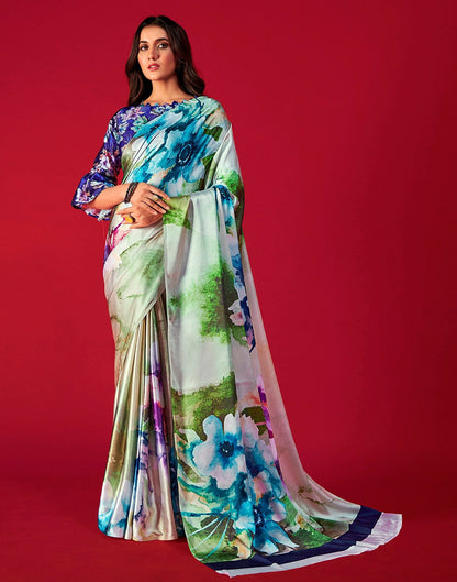 Multicoloured Printed Silk Saree | Leemboodi