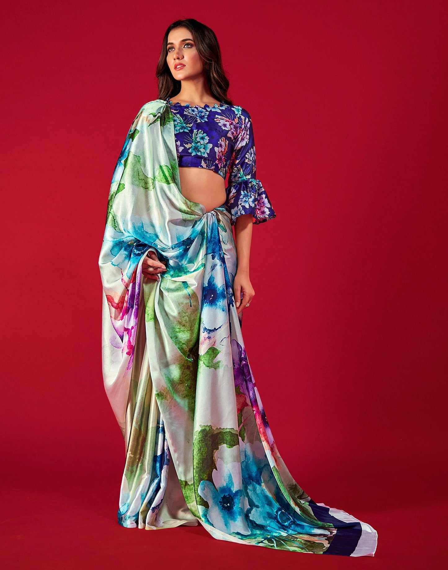 Multicoloured Printed Silk Saree | Leemboodi