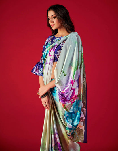 Multicoloured Printed Silk Saree | Leemboodi