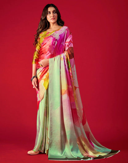 Multicoloured Silk Printed Saree | Leemboodi