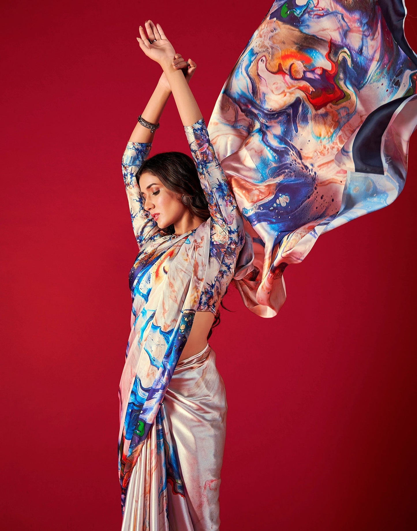 Multicoloured Silk Printed Saree | Leemboodi