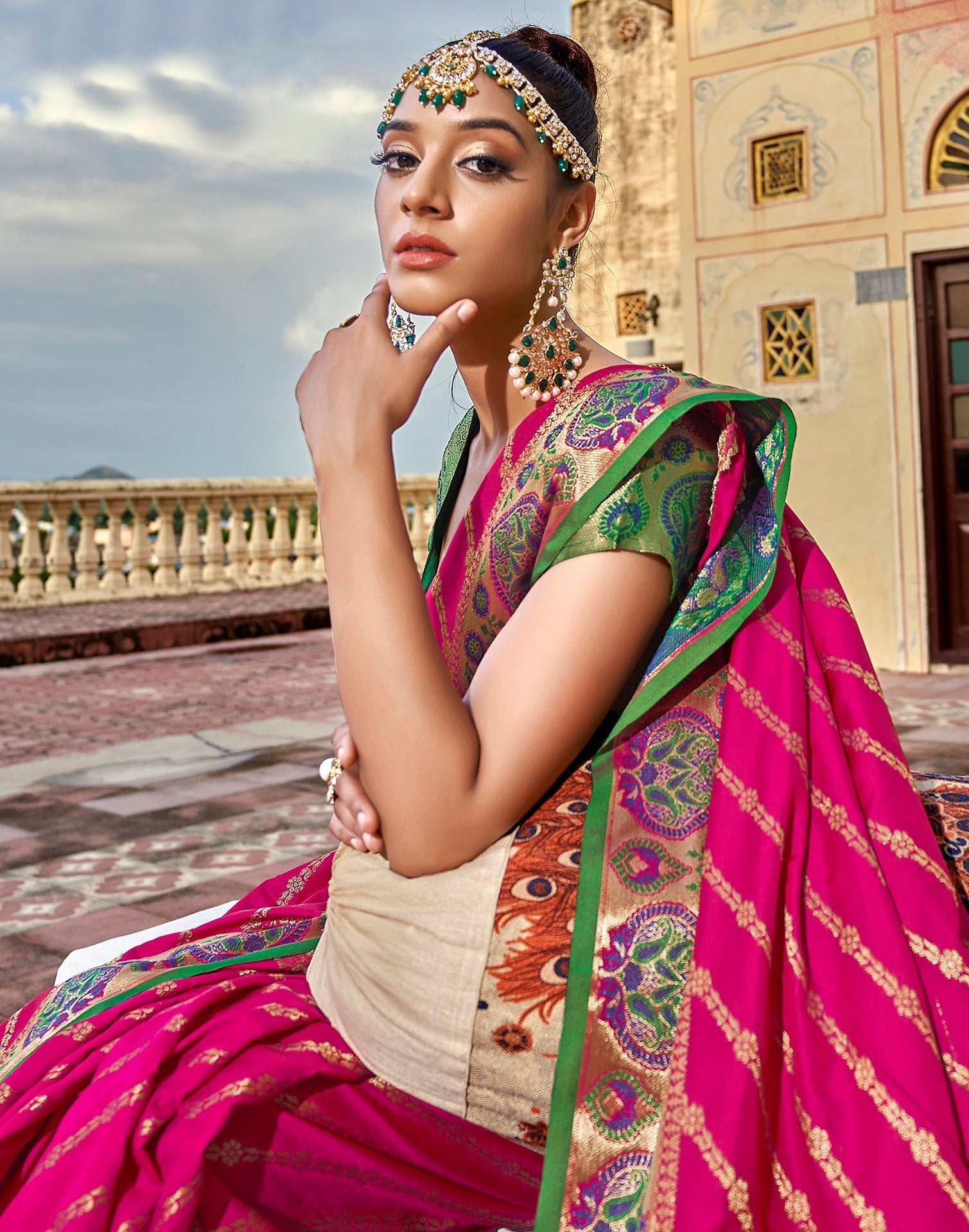 Pink Banarasi Silk Saree | Leemboodi