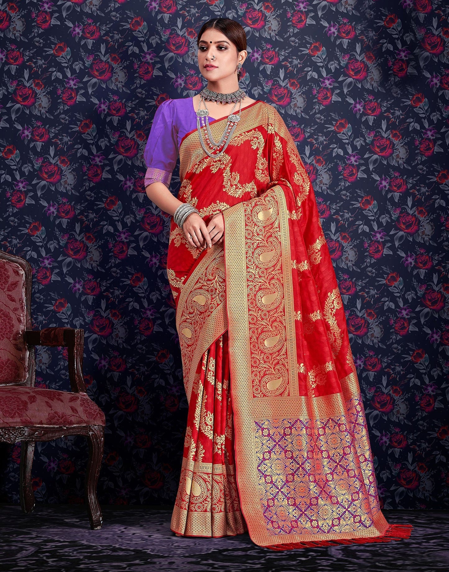 Red Banarasi Saree | Leemboodi