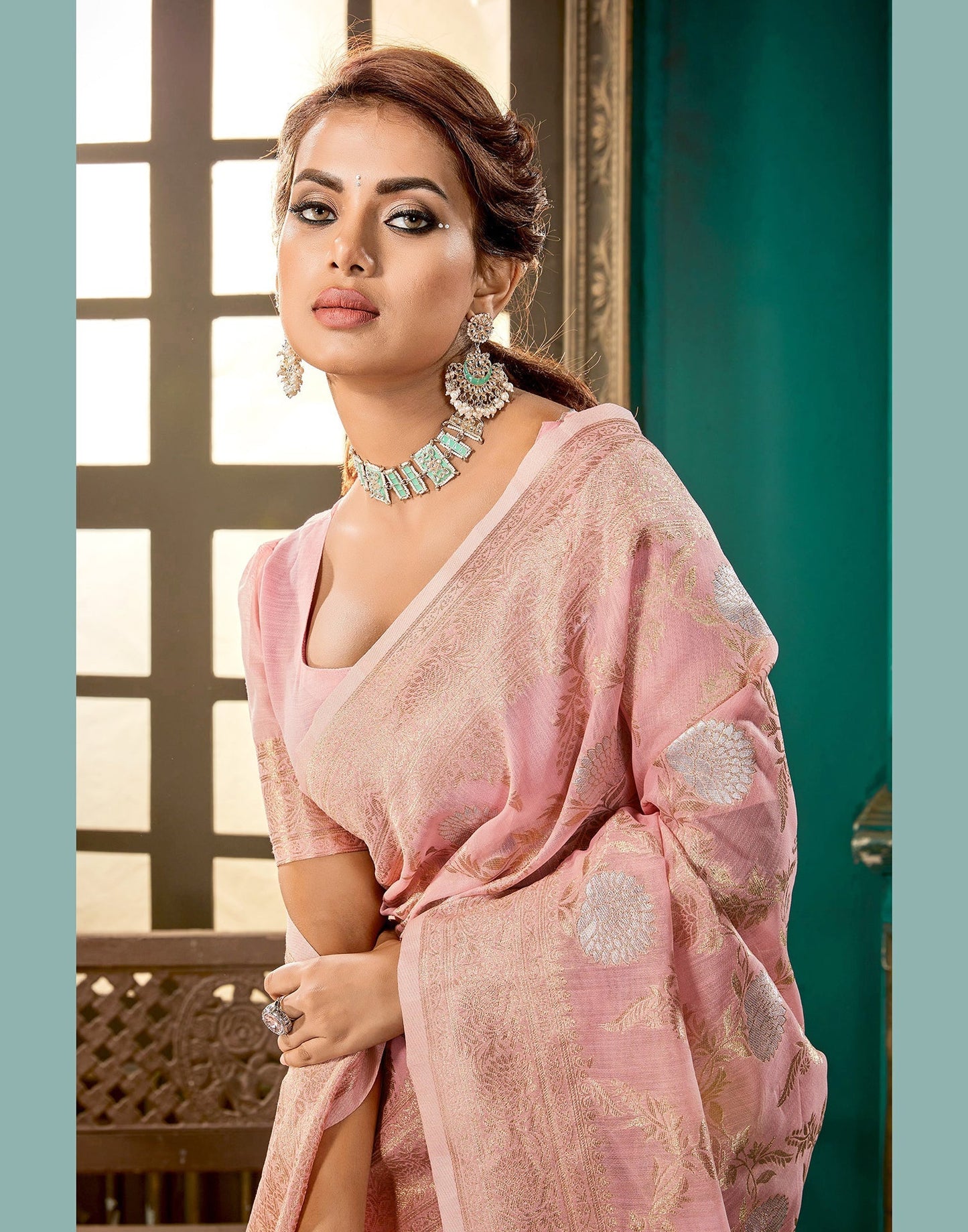 Light Pink Linen Saree | Leemboodi