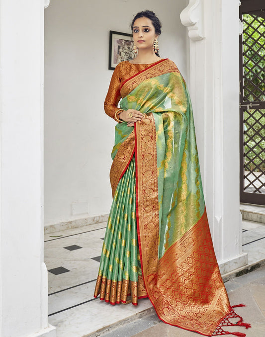 Light Green Banarasi Saree | Leemboodi