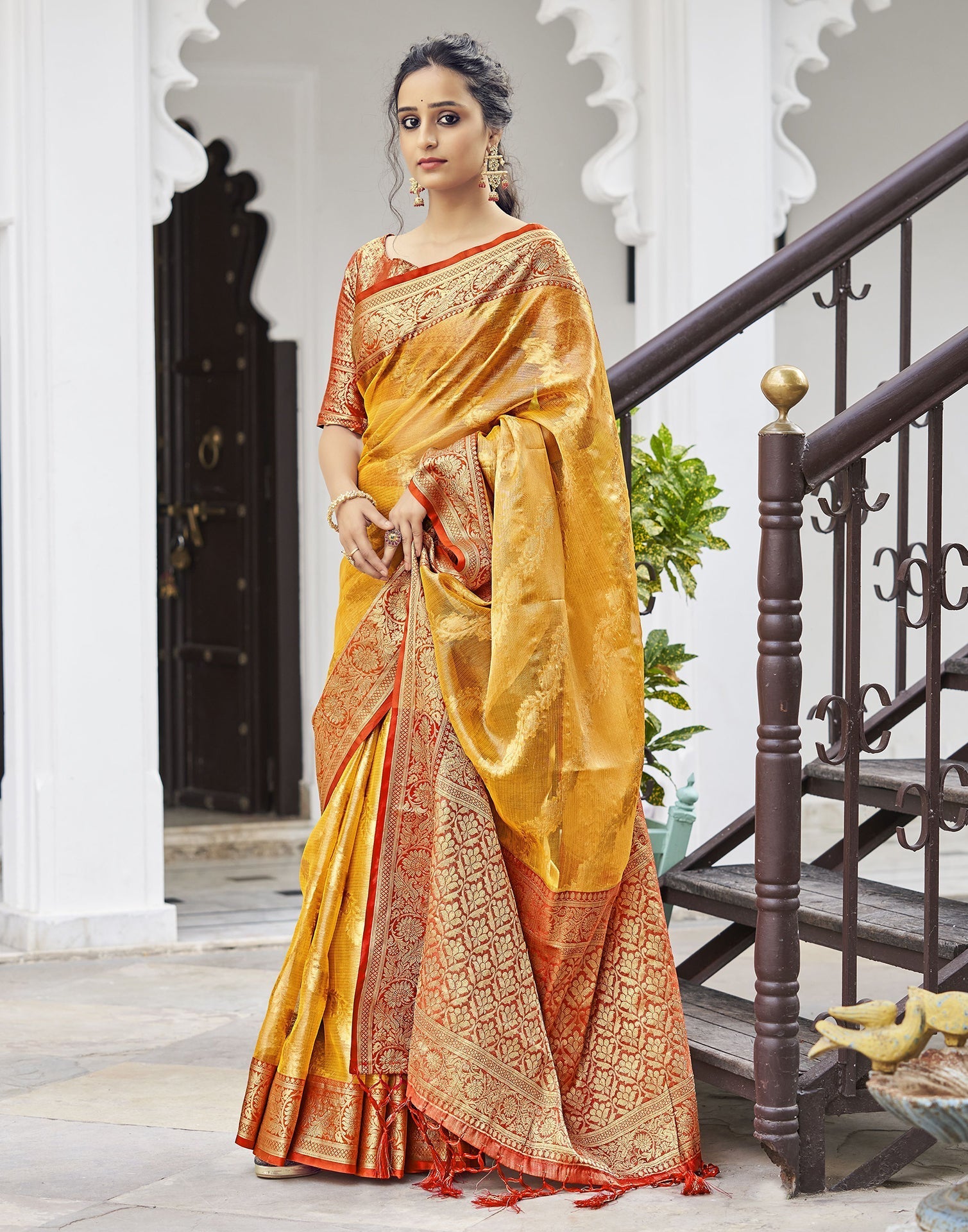 Turmeric Yellow Banarasi Saree | Leemboodi
