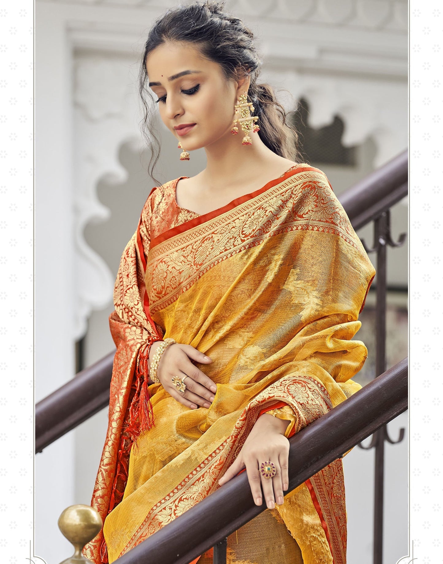 Turmeric Yellow Banarasi Saree | Leemboodi