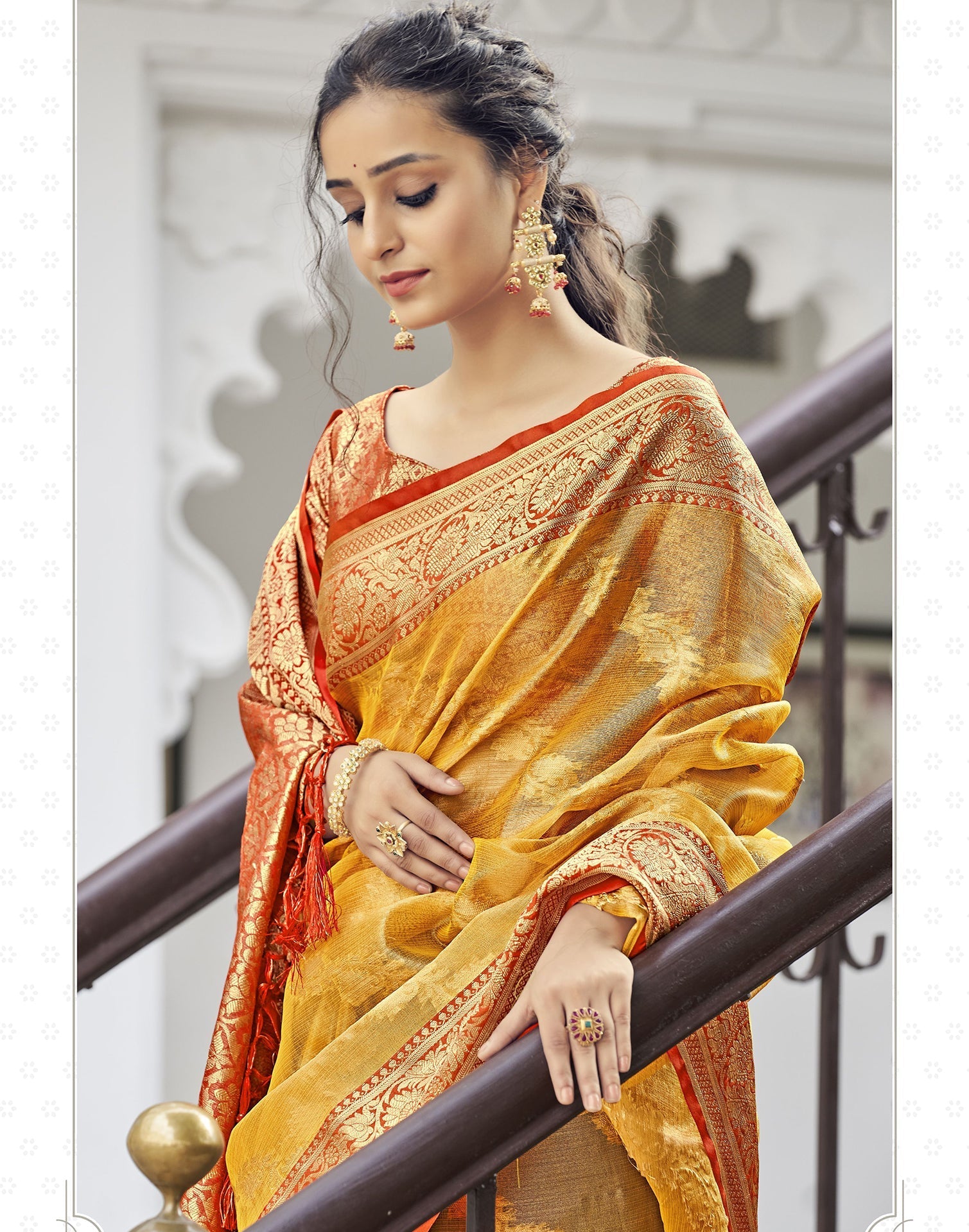 Turmeric Yellow Banarasi Saree | Leemboodi