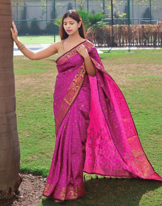 Pink Self Weaving Saree | Sudathi