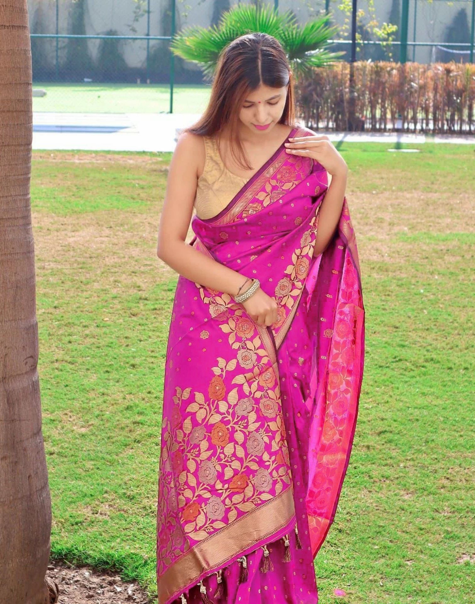 Pink Self Weaving Saree | Sudathi