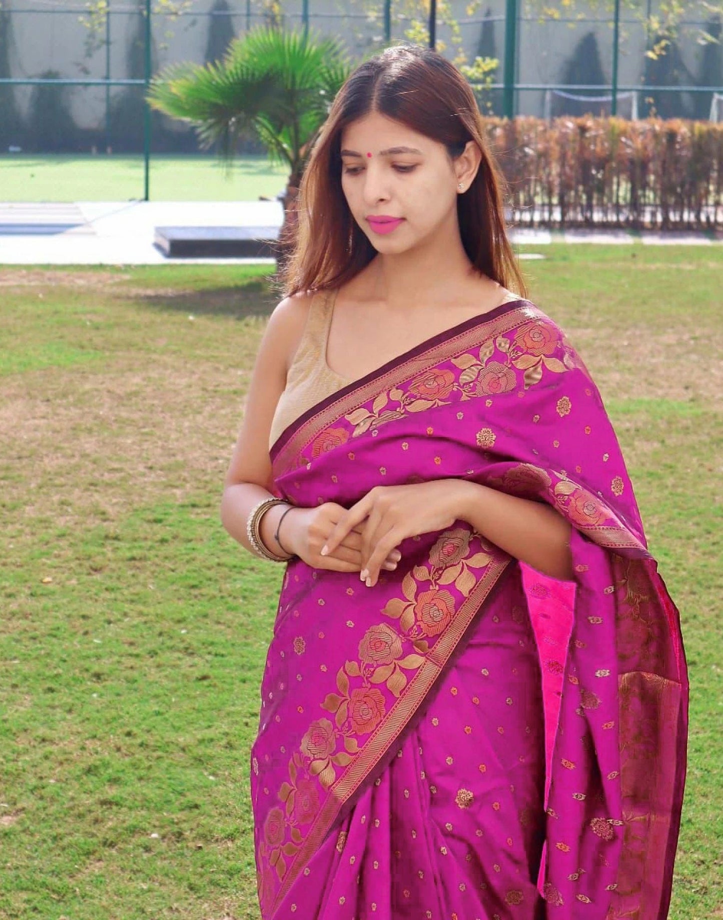 Pink Self Weaving Saree | Sudathi