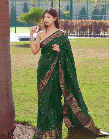 Green Self Weaving Saree | Sudathi